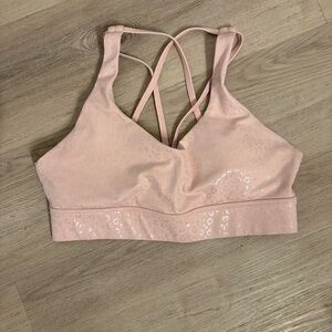 ZYIA Light Pink Sports Bra with Glossy Finish